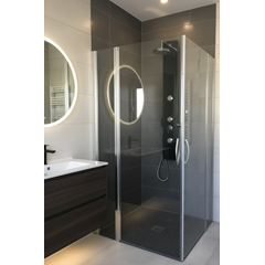 Gama Premium - Cabine retangular com fixo +  porta batente + fixo vidro 6 mm